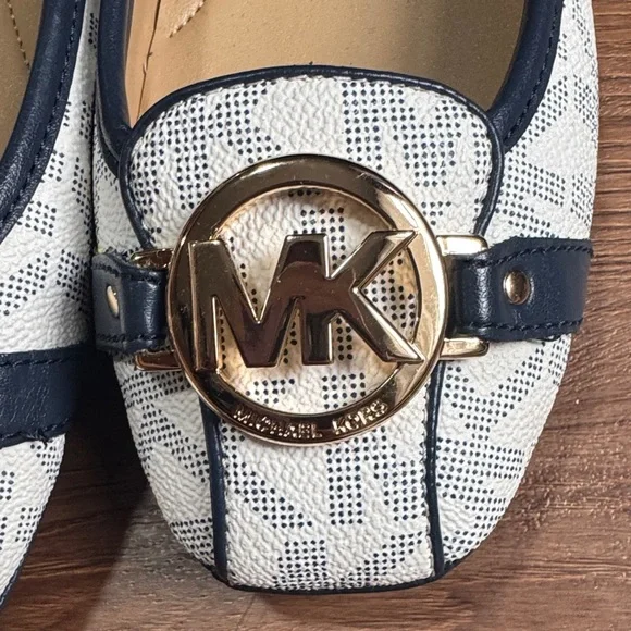 Michael Kors Cream and Navy Loafers with Gold Accent - Picture 7 of 7